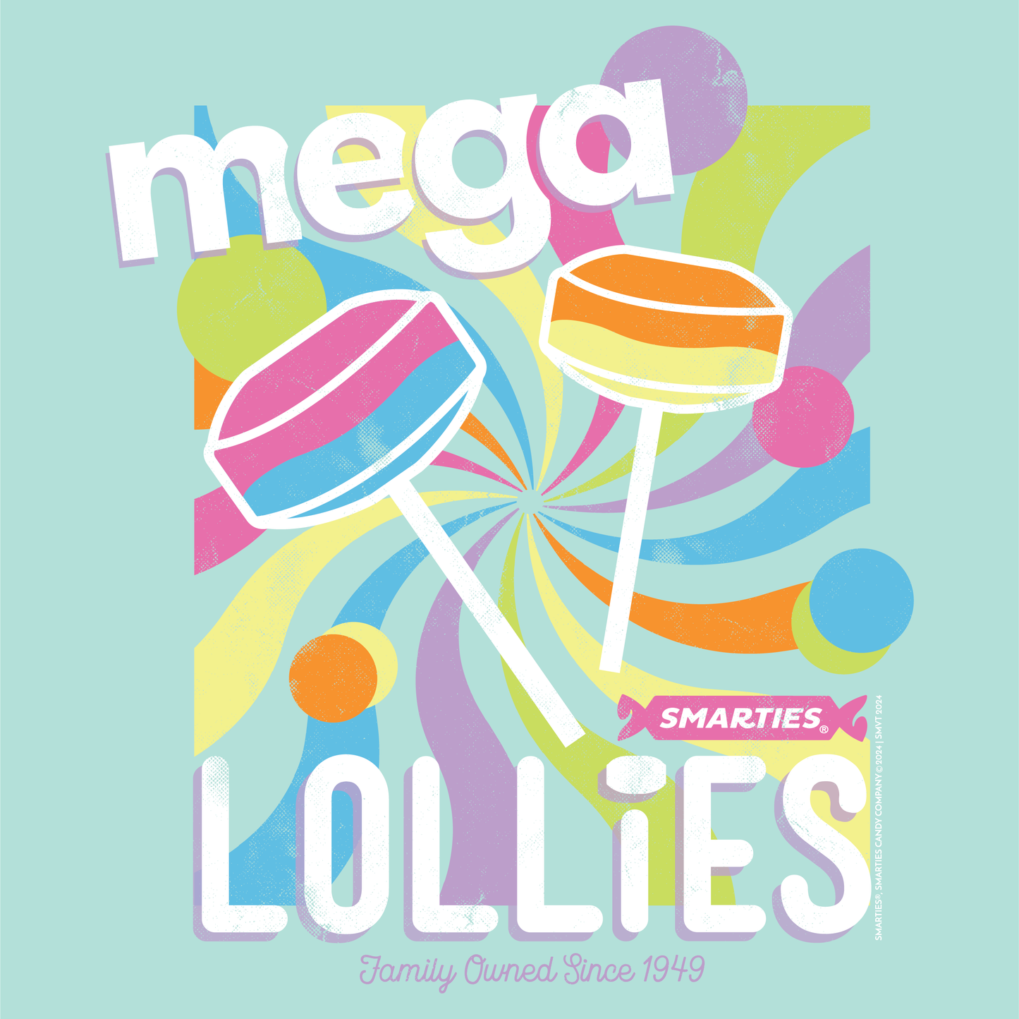 Smarties Mega Lollies Groovy Pastel Tee: 2XL