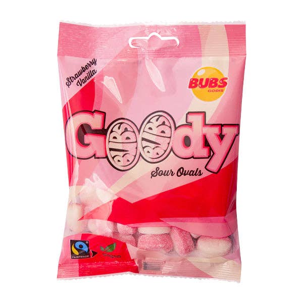 BUBS Godis: Sour Strawberry Vanilla Goody Ovals (90g)