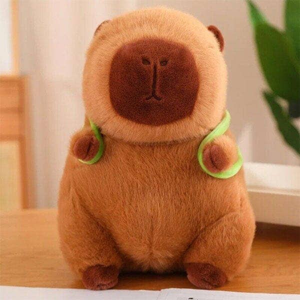 Capybara 9" Kawaii Plush w/ Turtle Backpack Squishy Pillow Toy