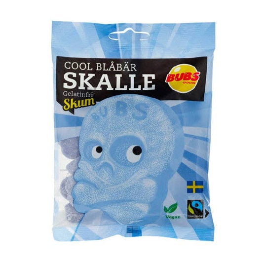 BUBS Godis: Cool Blueberry Sour Skulls Foam Candy (90g)