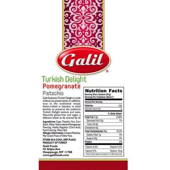 Pomegranate Pistachio Turkish Delight | 3.5 oz | Galil