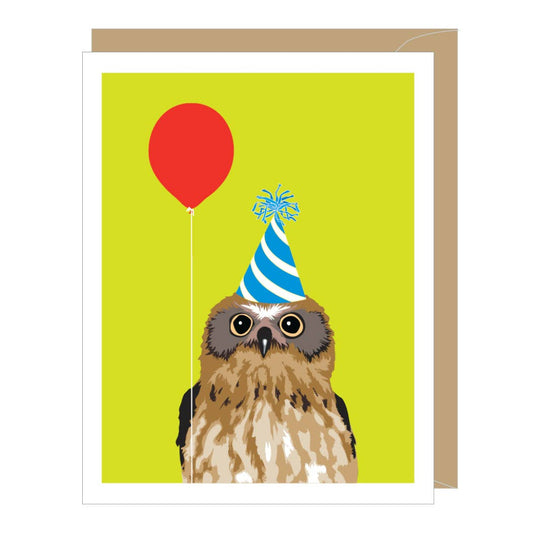 Balloon Owl Birthday Greeting Card