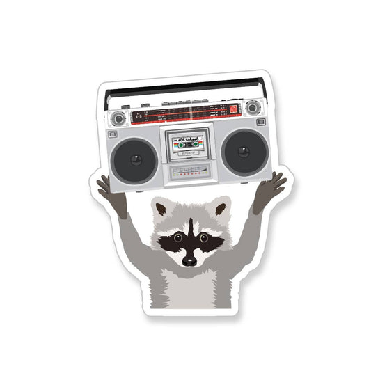 Raccoon with Boombox Vinyl Sticker