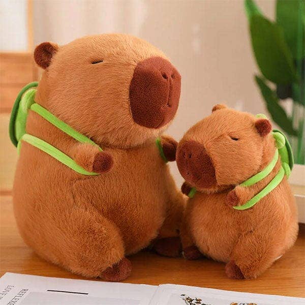 Capybara 9" Kawaii Plush w/ Turtle Backpack Squishy Pillow Toy